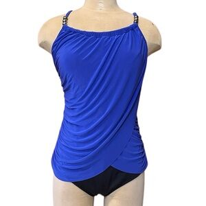 Venus Swimsuit Blue Black One Piece Grecian 14